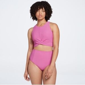 Cali Ribbed Swimsuit Set Women Size XS New Bikini Pink